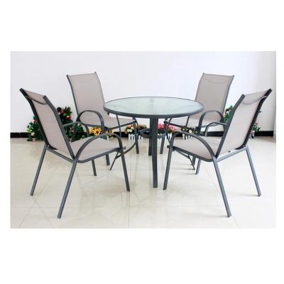 China Wholesale Contemporary Hot Sale Promotional Modern Outdoor Furniture Mesh Fabric Mesh 5 Seats Set for sale