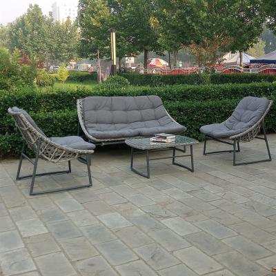 China New Design KD Contemporary Garden Furniture Steel Rattan Poly Rattan Outdoor Patio Sofa for sale