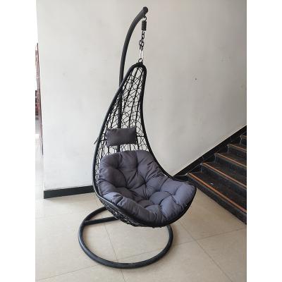 China Modern Outdoor Indoor Rattan Wicker Garden Furniture Adult Patio Swing Hanging Swing Chair with Metal Stand for sale