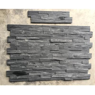 China Traditional Chinese Dark Gray Black Slate Z Shaped Cladding Stone Wall Natural Slate Ledgestone Panel for sale