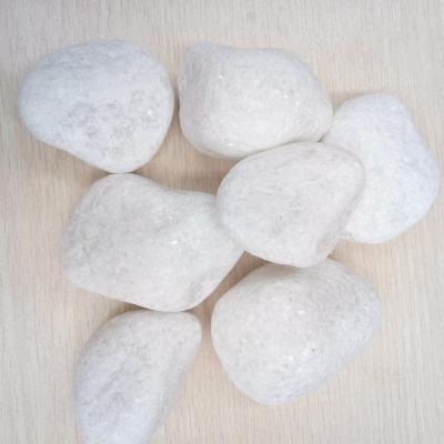 China Modern Natural Snow White Marble Pebbles Rock Stone 30-50cm For Landscaping Garden for sale