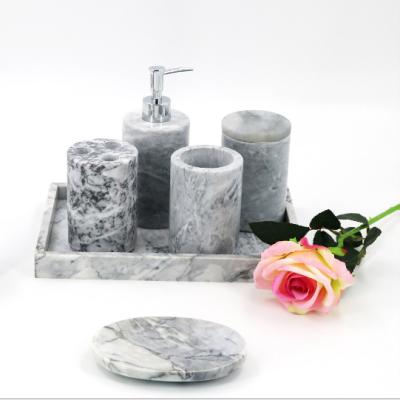 China Viable Modern Natural Gray Black Marble Set Of Bathroom Accessories for sale