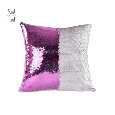 China Blue DIY Sublimation Printing Sublimation Sequin Cushion Shiny Pillow Case Customized for sale