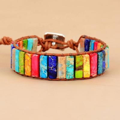 China Bohemia FASHIONABLE Handmade Tube Bracelet Wrap Bead Bracelet 7 Chakra Natural Stone Bracelet for sale