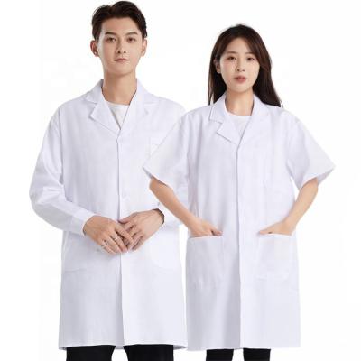 China Hospital Lab Coats Long Sleeve Wholesale 100% White Short Sleeve Doctor Nurse Food Cotton Doctors Gown Hospital Uniform Uniform for sale