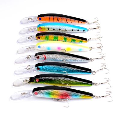 China 2022 New Wholesale 12.5CM 14G Plastic Heavy Sinking Hard Bait Black Deep Minnow Fishing Lures for sale