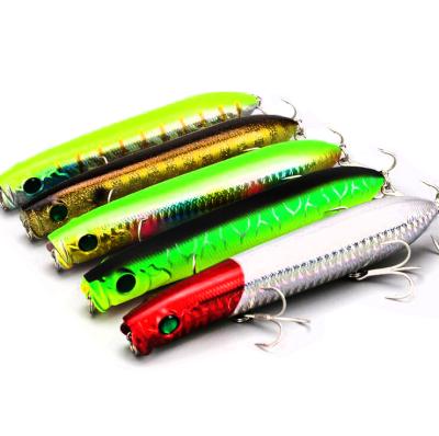 China New ABS 2022 road bait 12.5cm seawater 25g topwater mouth pencil plastic oblique snap fishing lure for sale