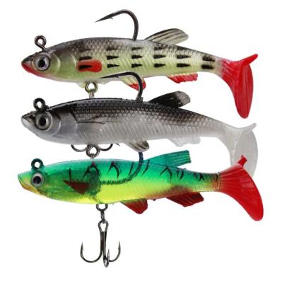 China 2022 New 3D Eyes Lead Fishing Lures With T Tail Soft Fish Single Hook Baits Artificial Wobblers 8cm Rubber 14g Bait Jig Swimbait WH-SL065 for sale