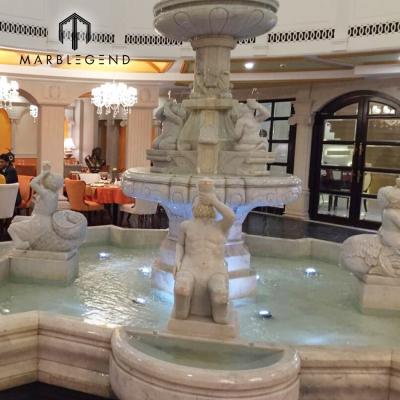 China 100% Natural Marble Hotel Project Decoration Jaipur Five Star Indoor Marble Water Fountain With Statues for sale