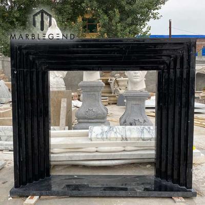 China Contemporary indoor PFM fireplace black marquina natural marble marble on sale for sale