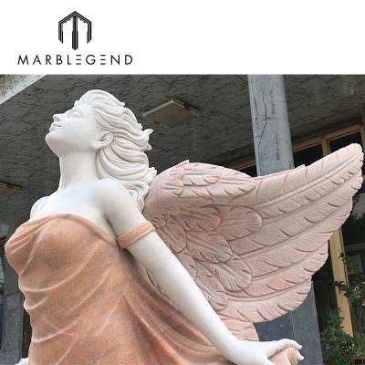 China Modern Marble Skirt Angel Statue Red Stone Female Hand Carved Natural Chinese Animal Statue SR-025 Customized by Modern Outdoor Furniture for sale