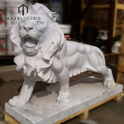 China Italian Marble Animal Stone Lion Sculpture Western Garden Decoration Hot Sale Statue for sale