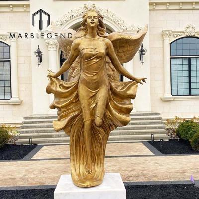 China Traditional Custom Large Sculpture Bronze Statue Holding Winged Bronze Sculpture Hand-carved Angel Statue Bronze Sculpture For Home Decor for sale