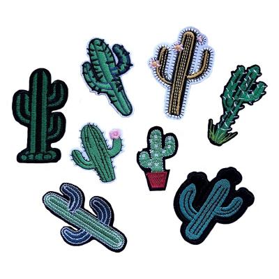 China 3D Cartoon Patch Tape Shoe Dressing Accessories Custom Cactus Embroidered Back Stylish Slouchy for sale