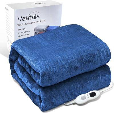 China PORTABLE Heat Setting 6 Timer Controller Electric Blanket, Sherpa Fleece Heating Throw Blanket, Navy Blue for sale