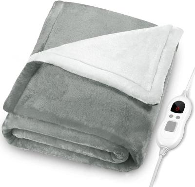 China Therapy Amazon Hot Sales Gray Electric Heating Blanket Fleece Heated Spray For Body Warmer 110V 50 60 LED Technics Auto American Power for sale