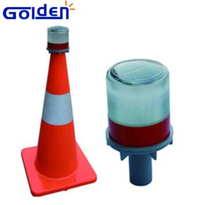 China Aluminum Low Traffic Cone Safety Road Construction Solar PC Lens And Flashing Light for sale