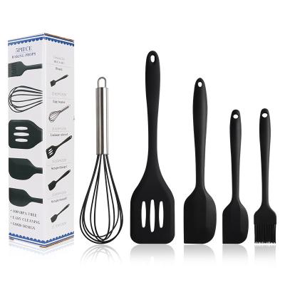 China 5-Piece Silicone Spatula Shovel Scraper Oil Brush Non-Stick Eco-Friendly Best Sustainable Selling Rubber Kitchen Utensil Set for sale