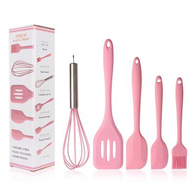 China New 5 Pcs Viable/Set Kitchen Cooking Heat Resistant Utensil Set Silicone Spatula Shovel Scraper For Cooking Baking Mixture for sale