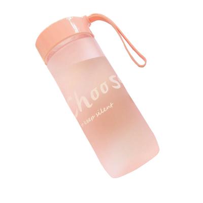 China 2021 New 600ml Eco-friendly Drinking Bottle Sustainable Matte Plastic Water Bottles Portable Outdoor for sale