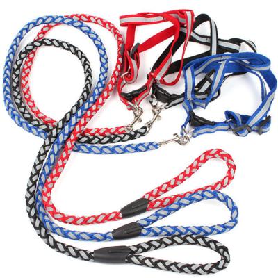 China Detachable Accessories Medium Pet Dog Adjustable Nylon Leash and Collar Set for sale