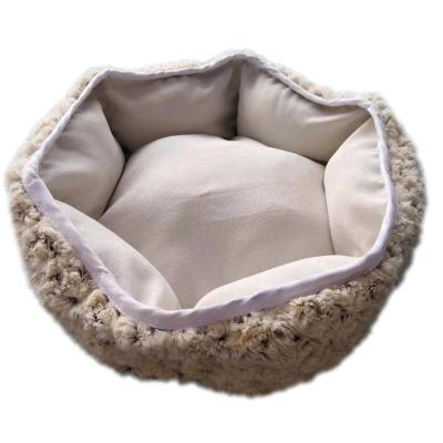 China Comfortable Round Luxury Velvet Dog and Cat Pet Bed Soft Viable PET RUNNING BED Small Animal Kennel Pet Beds for sale