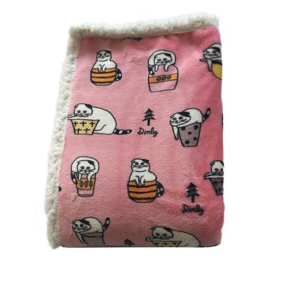 China Anti-pilling Bady Like Cute Kitten Pattern Flannel Fleece Sherpa Baby Blanket for sale