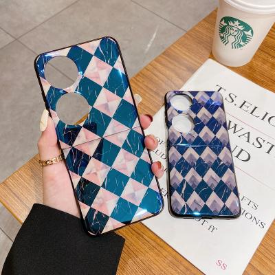 China New Shockproof Blue Ray Lattice Phone Case For Huawei p50 Pocket Folding Mobile Phone Case Cover for sale