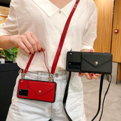 China Lady Wallet Shockproof Card Strap Leather Crossbody Phone Case Cover for xiaomi redmi note 11 10 pro for sale