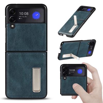 China High Quality Shockproof Leather Stand Folding Cell Phone Case For Samsung Galaxy Z Flip 3 Cover 5G for sale