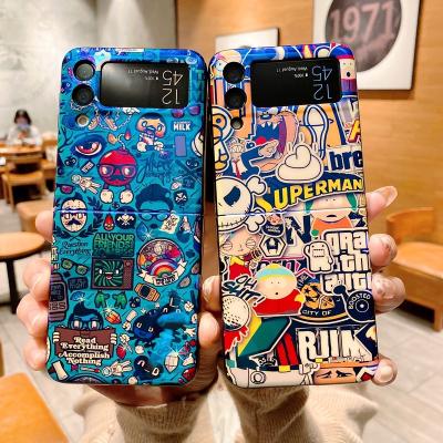 China Shockproof Blue Ray Trend Graffiti Silicone Phone Case For Samsung Galaxy Z Flip 3 5G Fold Phone Cover for sale