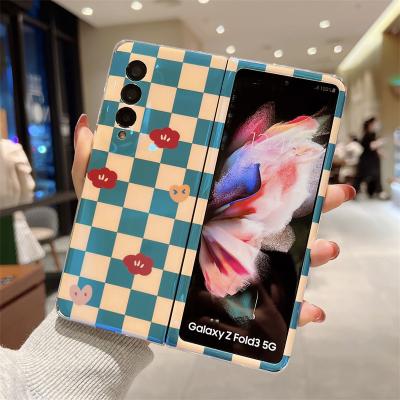 China Shockproof Fashion Flower Silicone Phone Case Plaid Cover For Samsung Galaxy Z Fold 3 for sale