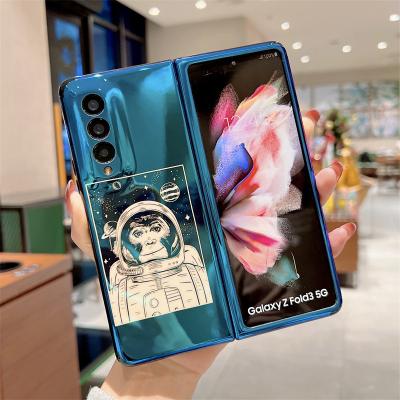 China New Cute Blue Ray Astronaut Shockproof Phone Case For Samsung Galaxy Z Fold 3 5G Phone Silicone Cover Shell for sale