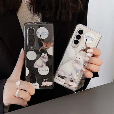 China 2022 New Cartoon Shockproof PC Hard Phone Case For Samsung Galaxy Z Fold 3 5G Support Transparent Cover Shell for sale