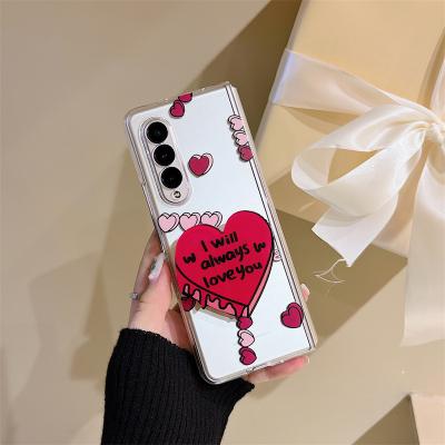 China Latest Cute Cartoon Love Shockproof Stand Phone Case For Samsung Galaxy Z Fold 3 Transparent Cover Shell for sale