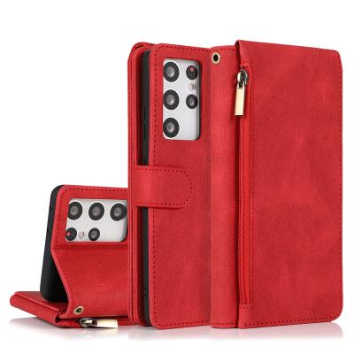 China New Design Skin Feel Shockproof Removable Phone Case Left And Right Magnetic Zipper Flip Leather Case for sale