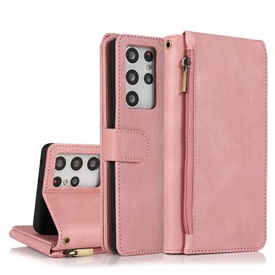 China Retro Skin Sense Shockproof Business Magnetic Open Left And Right Leather Phone Case For Samsung for sale