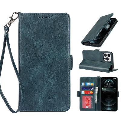 China Vintage Shockproof Flip Leather Card Phone Case For iPhone 13 Max Pro Wallet Bracket Shockproof Cover for sale