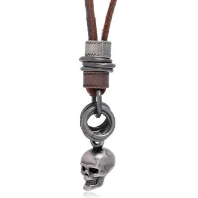 China Retro fashion men's fashion scalp jewelry creative design punk contracted leather long skull sweater necklaces for sale