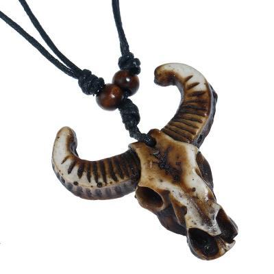 China New Ethnic Resin Men's OX Men's Antique Wholesale Punk Beads Style Handmade Necklaces for sale