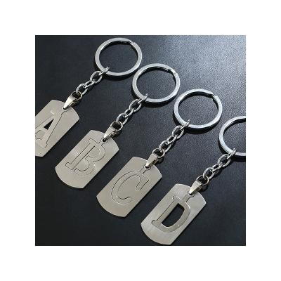 China Creative Hip Hop Jewelry Gift Accessories Stainless Steel English Letters Simple Dismountable Key Chains 26 for sale