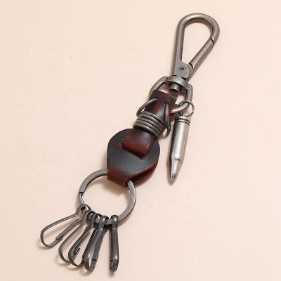 China Retro And Punk High End Pendant Metal Bullets Rings Leather Key Holder for sale