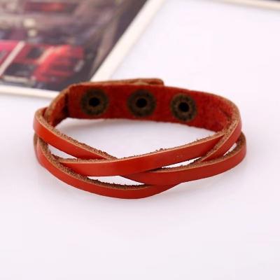 China New pure inspired woven simple women alloy leather charm color men bracelet for sale