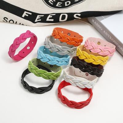 China Punk ladies woven jewelry simple joker pure color couple and student gift leather bracelet for sale