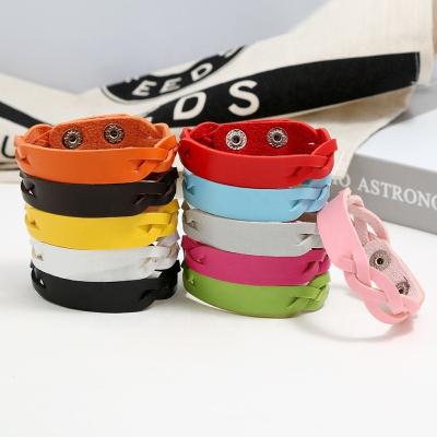 China Punk ladies woven jewelry simple joker pure color couple and student gift leather bracelet for sale