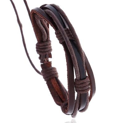 China 2021 New Trendy Color Adjustable Woven Leather Bracelets Adjustable Woven Leather Bracelets Pure Hemp Three-ply Rope Braid for sale