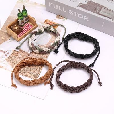 China Handwoven Hemp Rope Bracelets Student Jewelry Lovers Retro Simple Handmade Soft Three-ply Braid Simple Gifts for sale