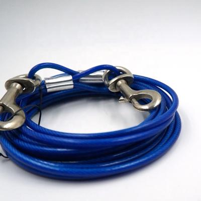 China Blue Lifting Tool PU Coated Galvanized Steel Wire Rope Hanging Clamp for sale