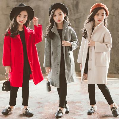 China Autumn Winter Girls Fashion Teens Regular Kids Long Pocket Warm Loose Wool Children's Outerwear Overcoat Coat for sale