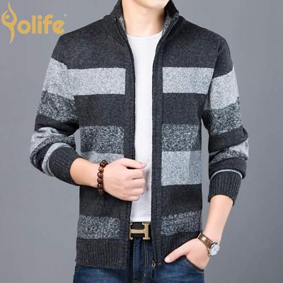 China Yolife Men's Plaid Woolen Coat Winter Casual Warm Mid Length Anorak Lapel Coat Slim Coat Anti-Shrink Coat for sale